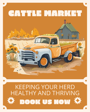 Platilla de diseño Healthy Herds Sale at Cattle Market Instagram Post Vertical