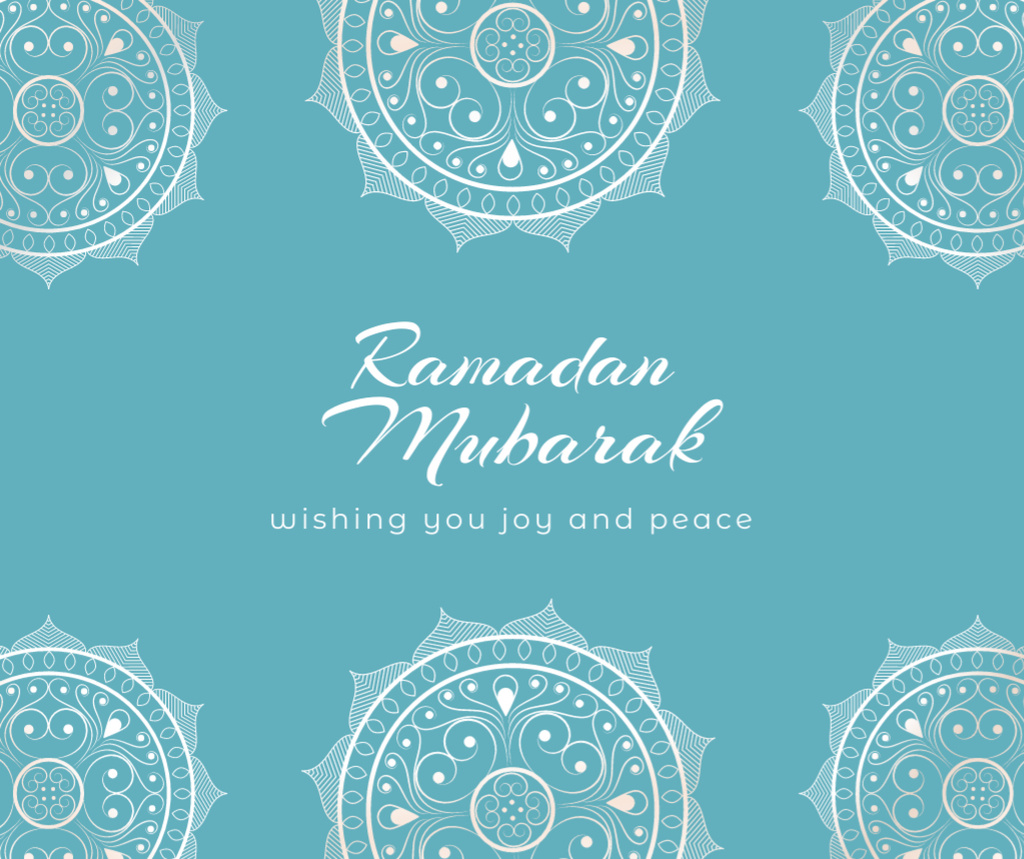 Template di design Blue Greeting on Ramadan Facebook