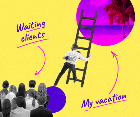 Funny Joke about Work and Vacation Facebook Design Template