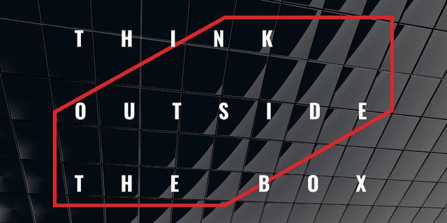 Think outside the box Quote on black tiles Image Design Template