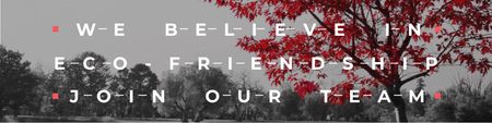Eco-Friendship Concept with Red Tree Twitter Design Template