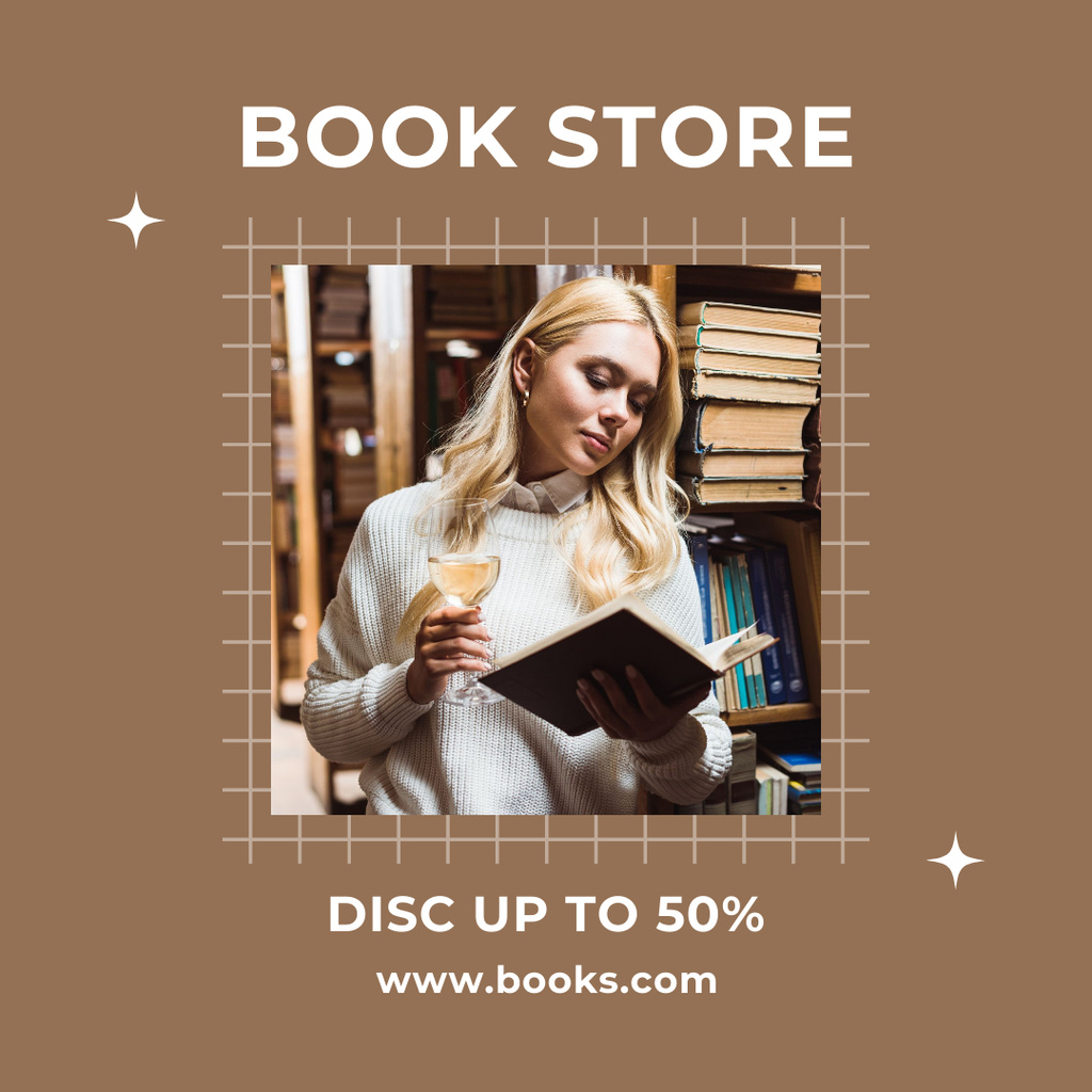 Book store discount Instagram tervezősablon