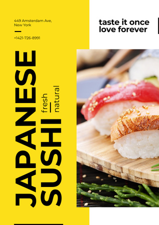 Japanese sushi advertisement Posterデザインテンプレート