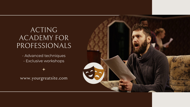 Platilla de diseño Acting Academy Professionals With Techniques And Workshops Full HD video
