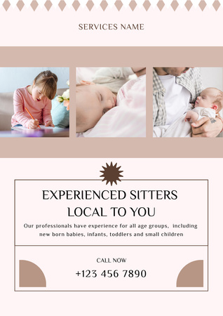 Babysitting Services Offer Poster A3 Πρότυπο σχεδίασης