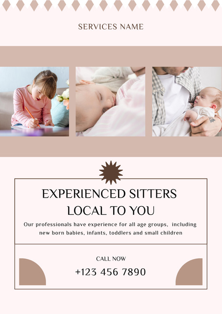 Local Babysitting Services Offer Poster A3 Design Template