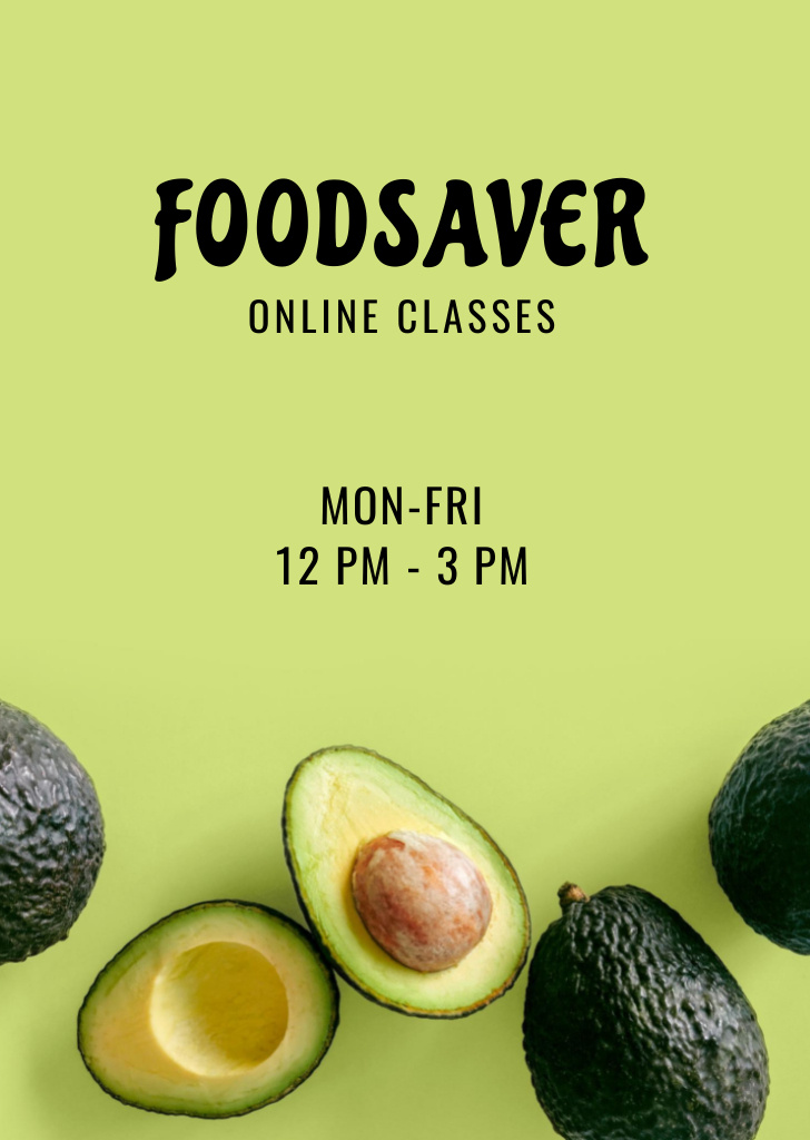 Lovely Nutrition Classes Announcement with Green Avocado Flyer A6 Modelo de Design