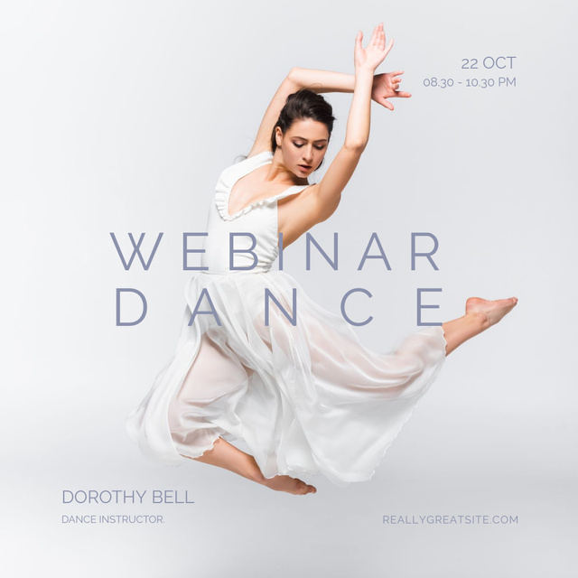 Dance Webinar Announcement with Beautiful Woman Instagram Design Template