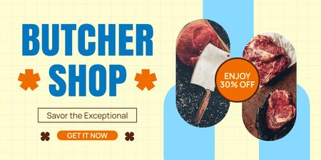 Exceptional Offers by Butcher Shop Twitter Design Template