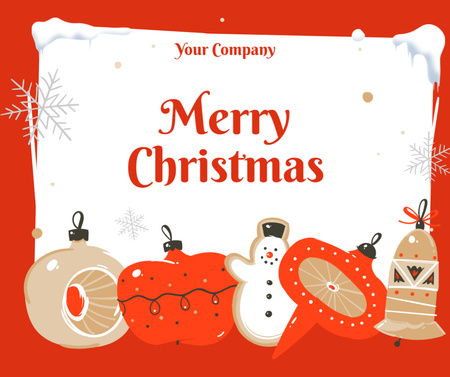 Lindo cartão de feliz natal com enfeites Facebook Modelo de Design