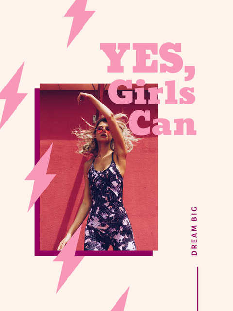 Inspirational Phrase with Beautiful Woman Poster US – шаблон для дизайна