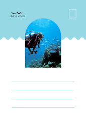Scuba Dive School on Blue with Man floating Underwater
