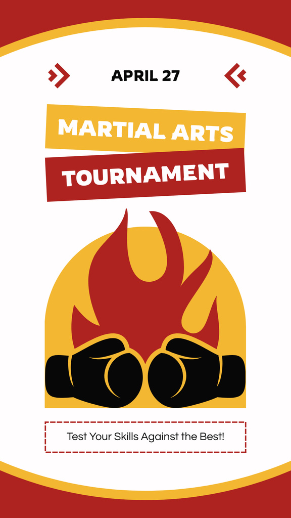 Martial Arts Tournament Ad with Illustration of Fighters Instagram Story tervezősablon