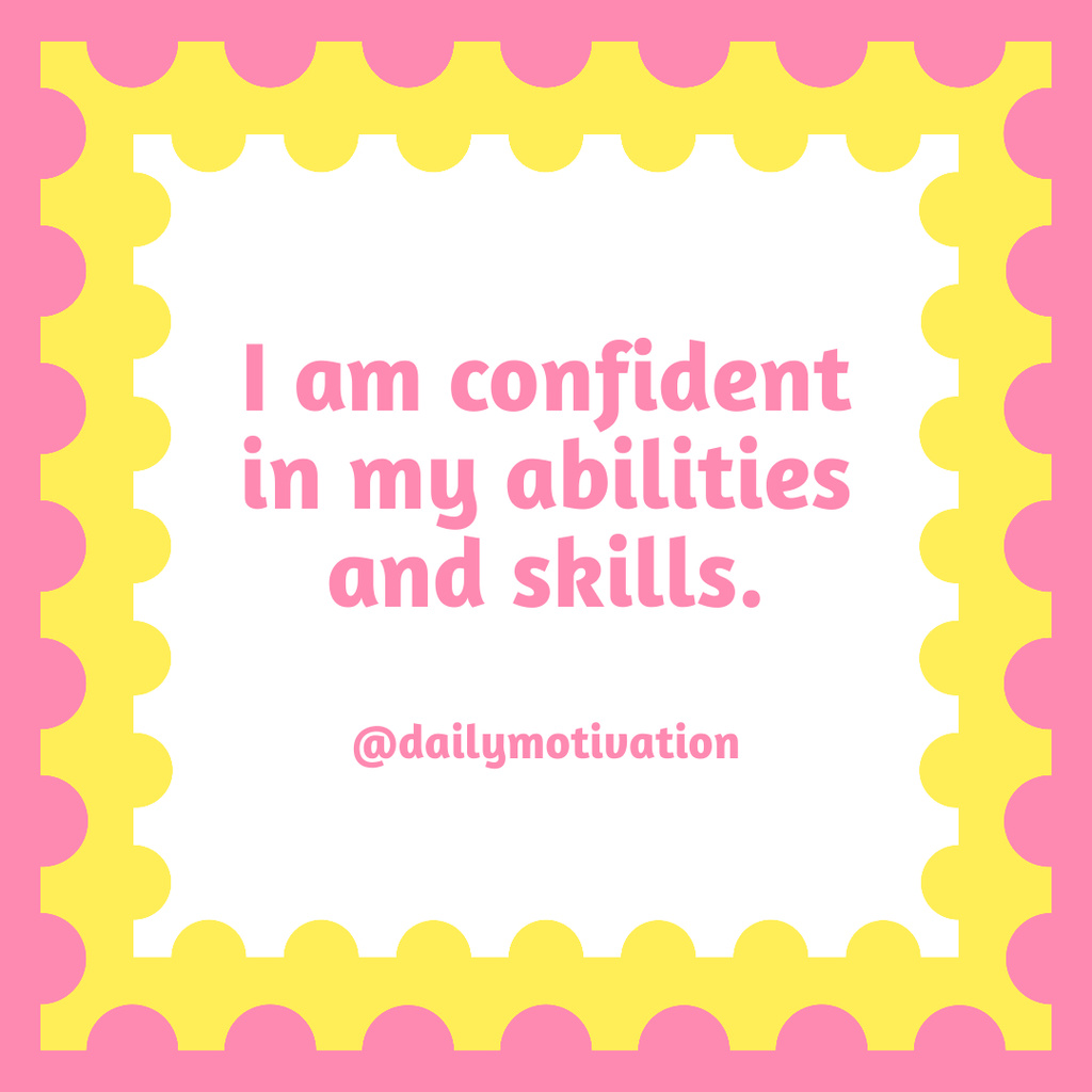 Designvorlage Confidence and Self-Esteem Affirmation Pink and Yellow für Instagram