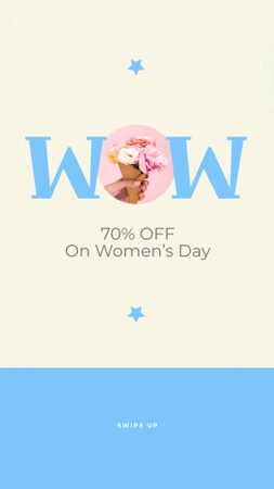 Ontwerpsjabloon van Instagram Story van Women's Day Special discount offer with bouquet