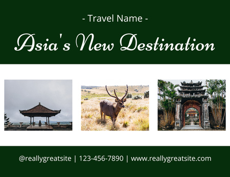 Travel to Asian Destinations Thank You Card 5.5x4in Horizontal Design Template
