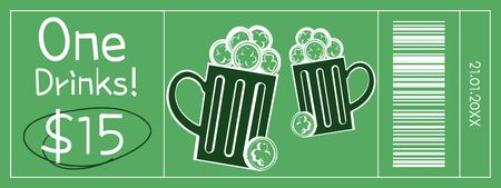 Template di design St. Patrick's Day Beer Price Offer Ticket
