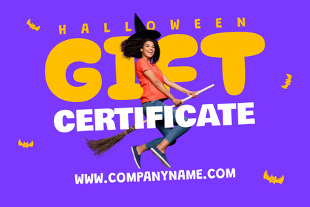 Designvorlage Funny Girl in Witch Costume für Gift Certificate