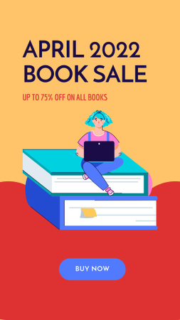 Literature Sale Ad with Books Instagram Story Design Template