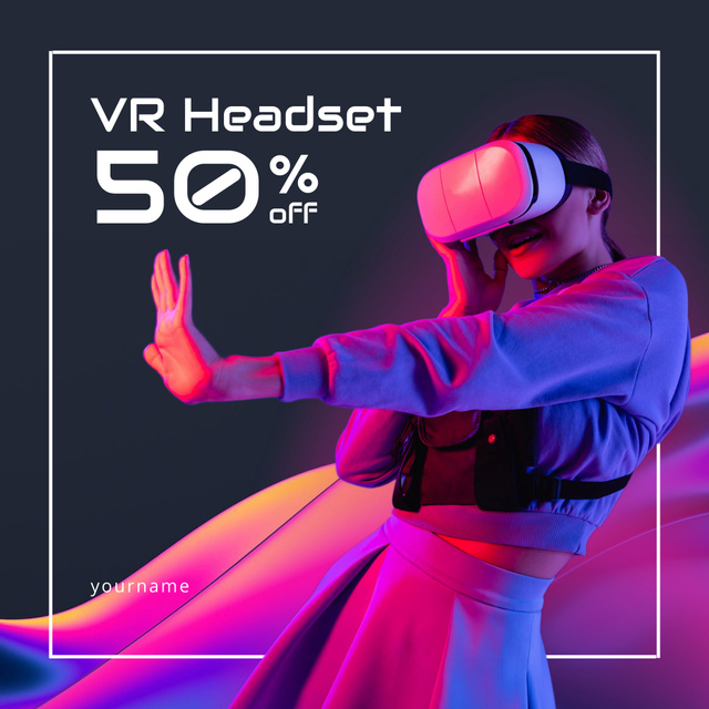Designvorlage Half-Price on VR Headsets für Instagram AD