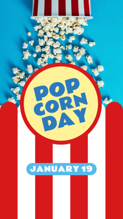 Pop corn Day with Hot popcorn in carton Instagram Story Design Template
