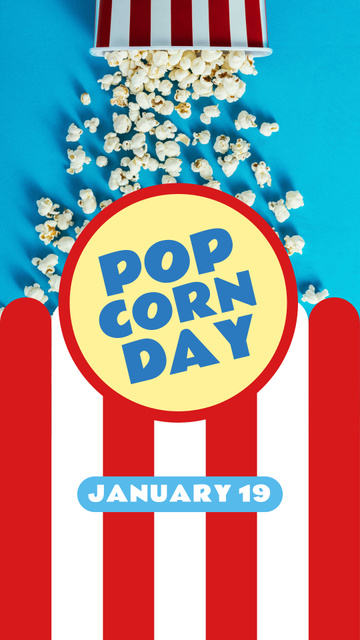 Designvorlage Pop corn Day with Hot popcorn in carton für Instagram Story