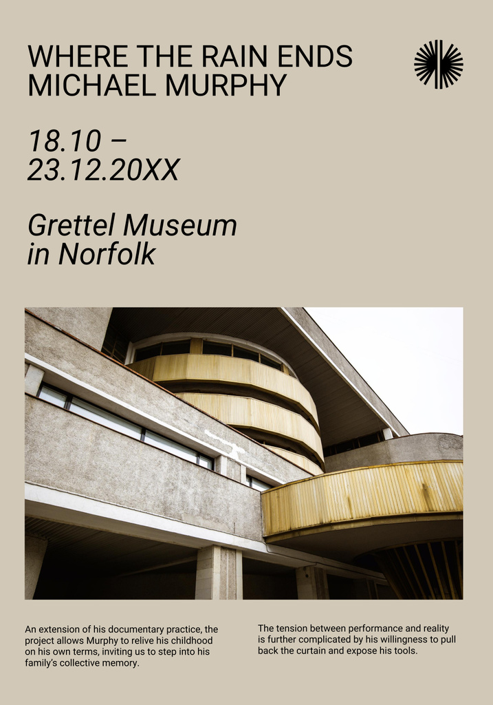 Art Exhibition Invitation with Modernist Building Poster 28x40in Modelo de Design