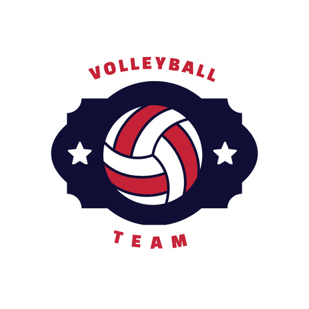 Volleyball Team Emblem with Ball on Blue Logo 1080x1080px – шаблон для дизайна