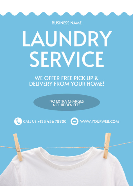 Laundry Offer with White T-shirt Flayer Design Template