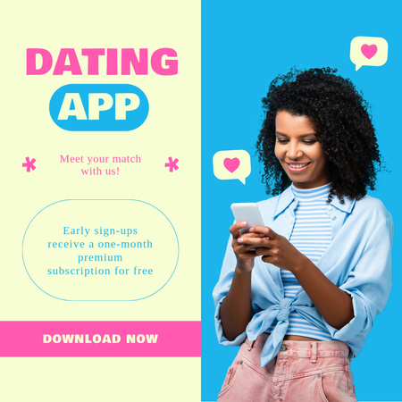 γυναίκα χρησιμοποιώντας dating app Instagram Πρότυπο σχεδίασης