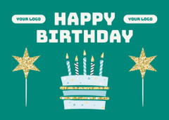Corporate Birthday Greeting on Blue Green