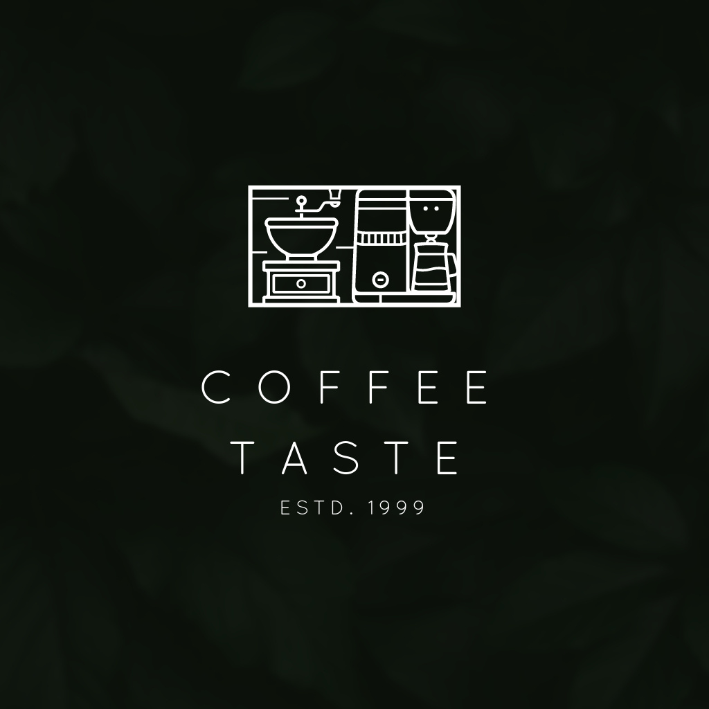 Emblem of Coffee Shop with Green Leaves Logo Šablona návrhu