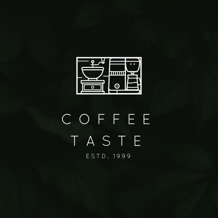 Emblem of Coffee Shop with Green Leaves Logo Design Template