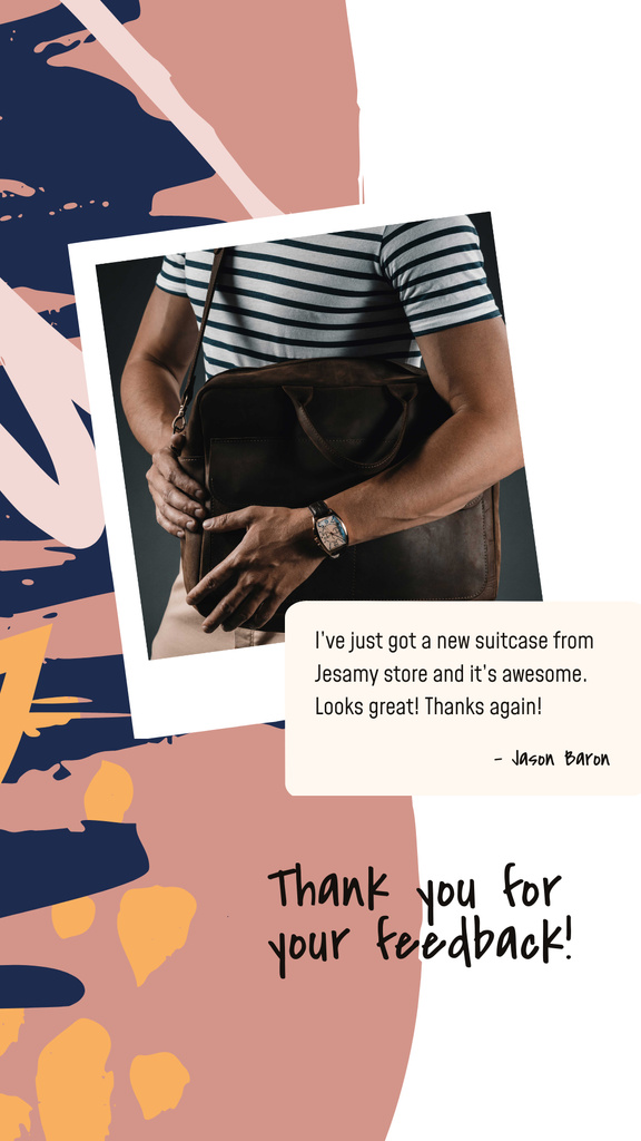 Designvorlage Bag Store Promotion Man Carrying Briefcase für Instagram Story