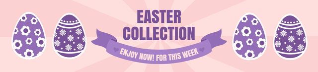 Easter Collection Promo with Illustration of Eggs Ebay Store Billboardデザインテンプレート