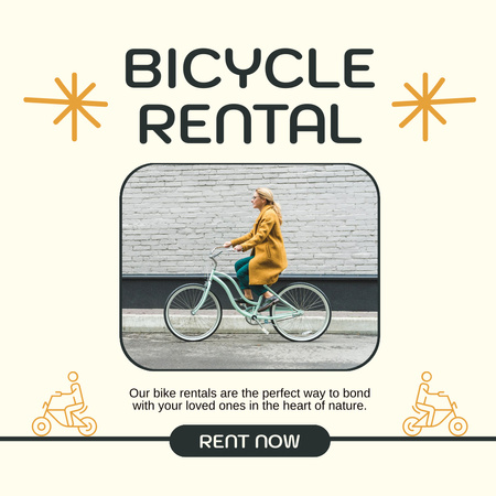 Plantilla de diseño de Oferta Alquiler de Bicicletas en Beige Instagram AD 