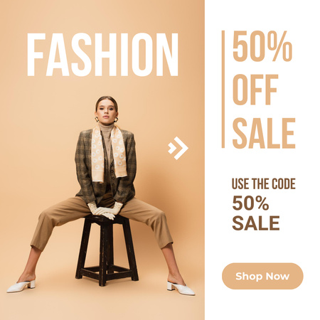 Classy Stylish Woman in Elegant Fashion Sale Ad Instagram – шаблон для дизайну