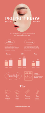 Beauty Salon Services for Brow Styling Infographic Design Template