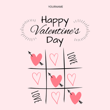 Happy Valentine's Day Greeting with Pink Hearts on White Instagram AD Tasarım Şablonu