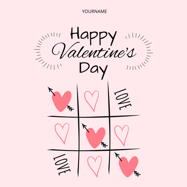 Happy Valentine's Day Greeting with Pink Hearts on White Instagram AD Πρότυπο σχεδίασης