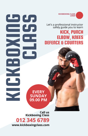Modèle de visuel Annonce d'entraînement de kickboxing avec Sportsman - Flyer 5.5x8.5in