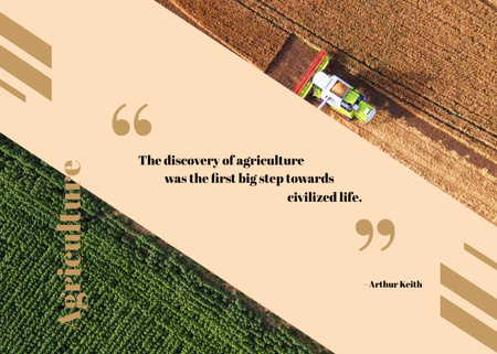 Designvorlage Harvester Working With Quote About Agriculture für Postcard 5x7in