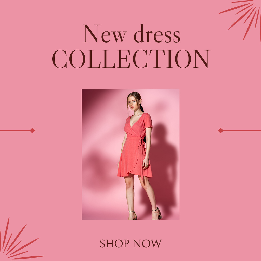 Summer Dress Collection In Pink Offer Instagram Πρότυπο σχεδίασης