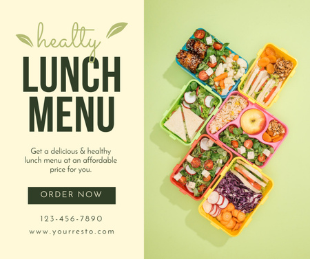 Platilla de diseño Healthy Lunch Menu Ad Facebook