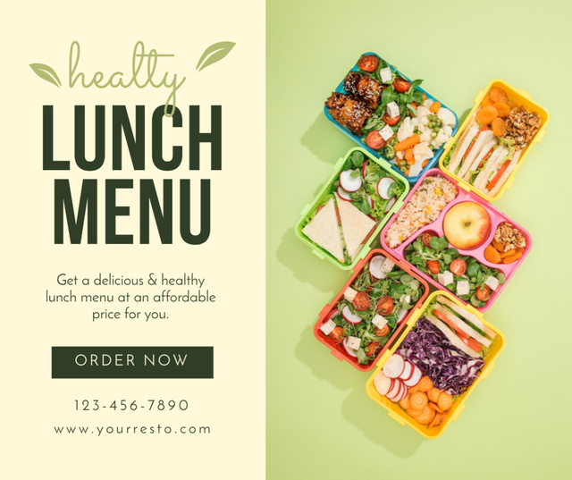 Healthy Lunch Menu Ad Facebook Design Template