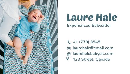 Plantilla de diseño de Anuncio de servicios de niñera con Cute Baby Business Card US 