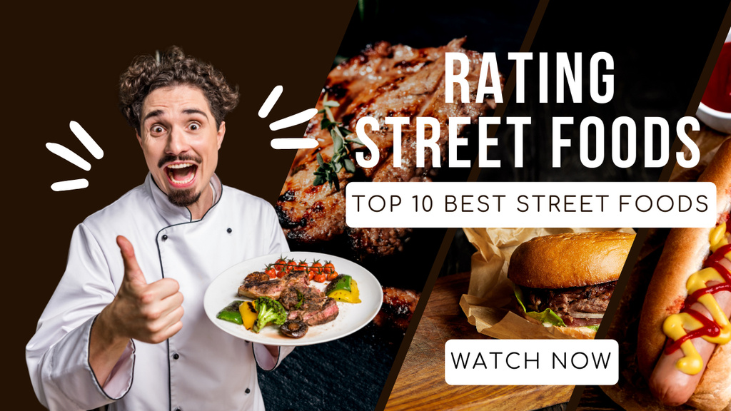 Rating of Street Food Youtube Thumbnail Πρότυπο σχεδίασης