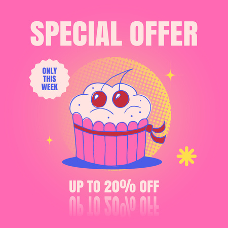 Designvorlage Special Offer of Cakes on Pink für Instagram