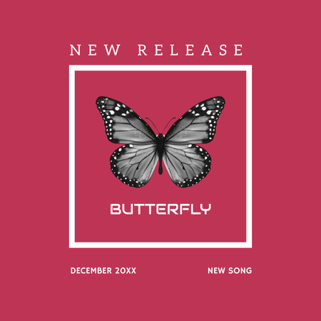 Template di design New Release Announcement with Illustration of Butterfly Instagram