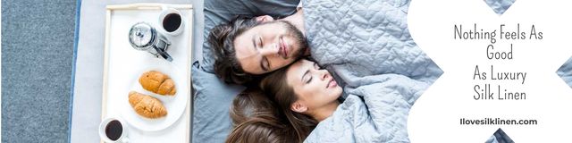 Modèle de visuel Luxury silk linen Offer with Sleeping Couple - Twitter
